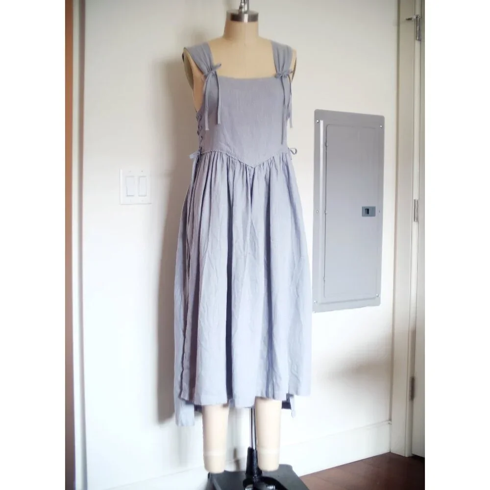Alice pinafore dress (100%) linen fabric , dress - Picture 4 of 9